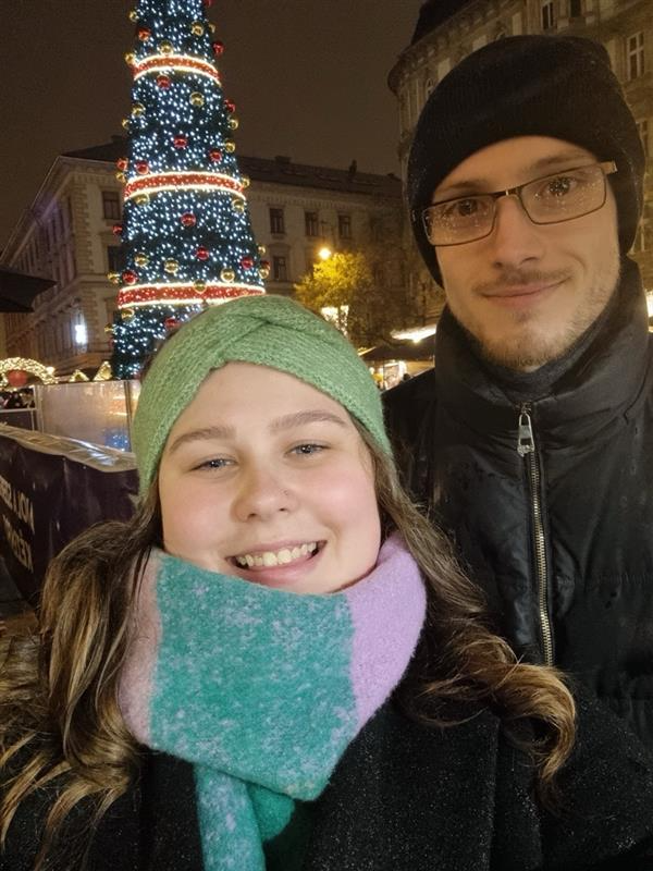 Bethanie-Taylor and Gregory at a Christmas market